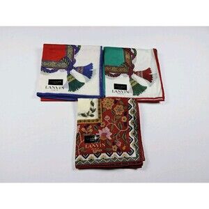 Lanvin Lot Of 3 Handkerchief Neckerchief Bandana Scarf